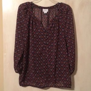 EUC Liz Claiborne sheer geometric print blouse